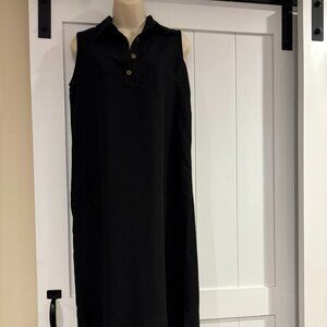 Christopher & Banks black sleeveless midi rayon blend dress, size S